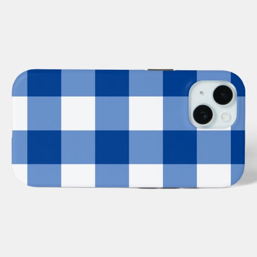 Blaues Gingham-Muster Case-Mate iPhone Hülle (Rückseite (Horizontal))