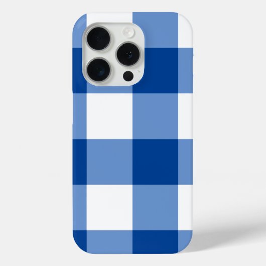 Blaues Gingham-Muster Case-Mate iPhone Hülle (Rückseite)