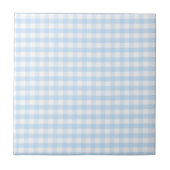Blaues Gingham-Muster Fliese (Vorderseite)
