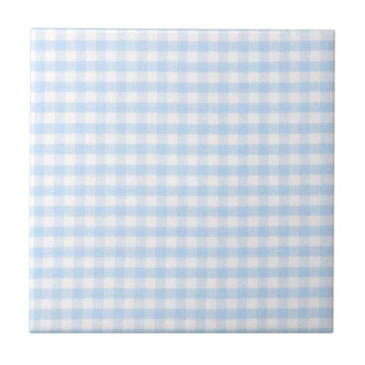 Blaues Gingham-Muster Fliese (Vorderseite)