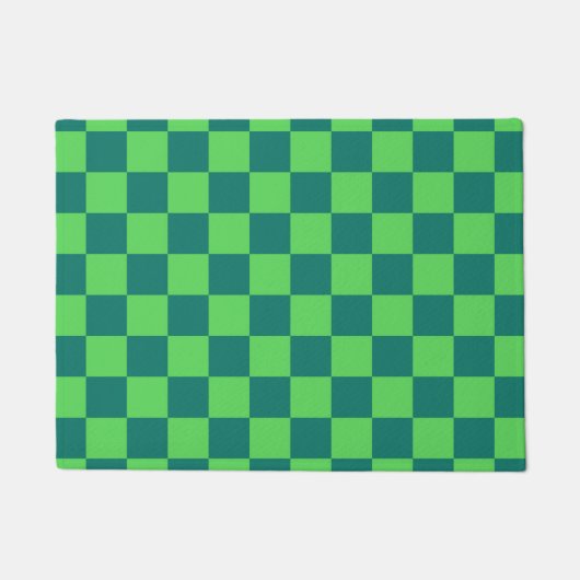 Blaues Gingham-Muster Fußmatte (Vorderseite)