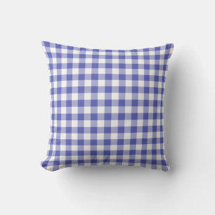 Blaues Gingham-Muster geprüft Kissen