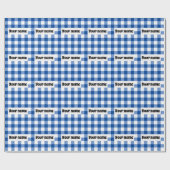 Blaues Gingham-Muster Geschenkpapier (Flach)