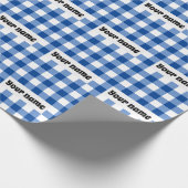 Blaues Gingham-Muster Geschenkpapier (Ecke)