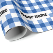Blaues Gingham-Muster Geschenkpapier (Rolleneckpunkt)