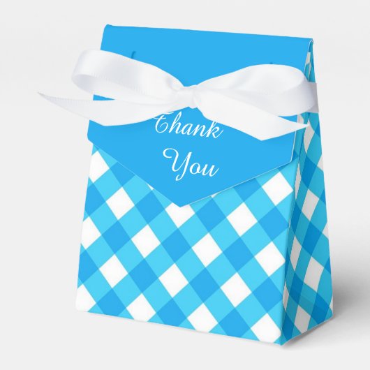 Blaues Gingham-Muster Geschenkschachtel (Vorderseite)