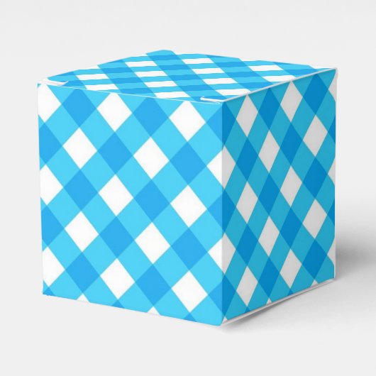 Blaues Gingham-Muster Geschenkschachtel (Vorderseite)