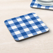 Blaues Gingham-Muster Getränkeuntersetzer (Linke Seite)