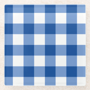 Blaues Gingham-Muster Glasuntersetzer