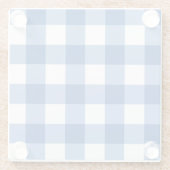 Blaues Gingham-Muster Glasuntersetzer (Rückseite)