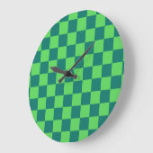 Blaues Gingham-Muster Große Wanduhr (Winkel)