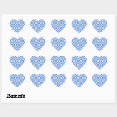 Blaues Gingham-Muster Herz-Aufkleber (Blatt)