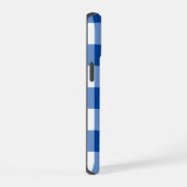 Blaues Gingham-Muster iPhone 15 Hülle (Rechte Seite)