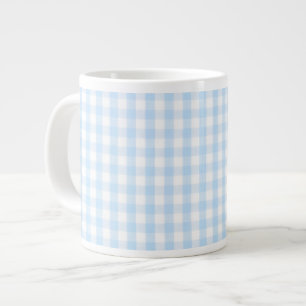 Blaues Gingham-Muster Jumbo-Tasse