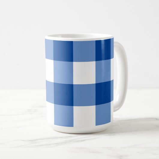 Blaues Gingham-Muster Kaffeetasse (VorderseiteRechts)