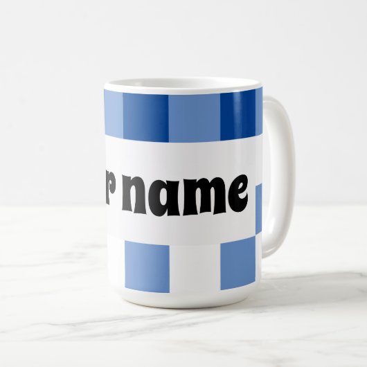 Blaues Gingham-Muster Kaffeetasse (VorderseiteRechts)