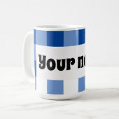 Blaues Gingham-Muster Kaffeetasse (Vorderseite Links)