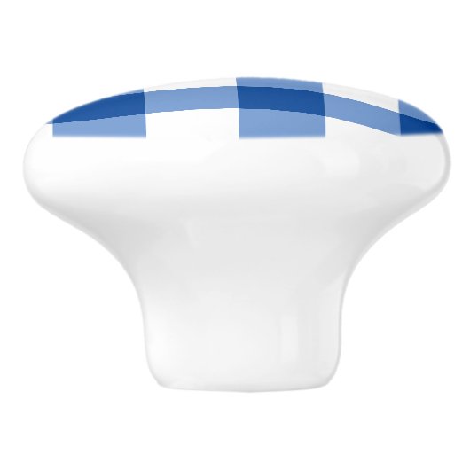 Blaues Gingham-Muster Keramikknauf (Seitenansicht)