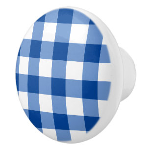 Blaues Gingham-Muster Keramikknauf