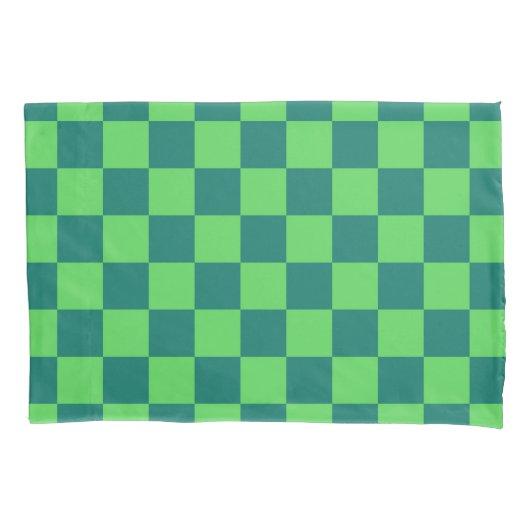 Blaues Gingham-Muster Kissenbezug (Vorderseite)
