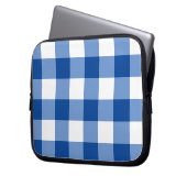 Blaues Gingham-Muster Laptopschutzhülle (Vorderseite Links)
