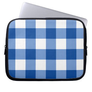 Blaues Gingham-Muster Laptopschutzhülle