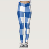 Blaues Gingham-Muster Leggings (Vorderseite)