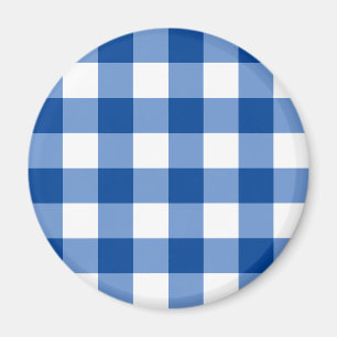Blaues Gingham-Muster Magnet