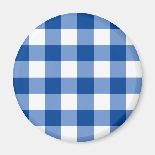Blaues Gingham-Muster Magnet (Vorne)