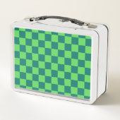 Blaues Gingham-Muster Metall Brotdose (Rückseite)