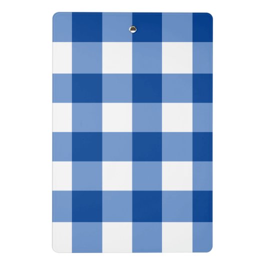 Blaues Gingham-Muster Mini Klemmbrett (Rückseite)