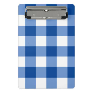 Blaues Gingham-Muster Mini Klemmbrett