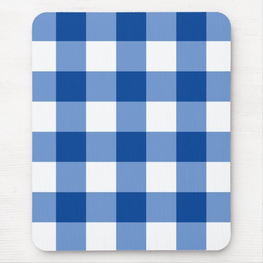 Blaues Gingham-Muster Mousepad (Vorne)