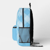Blaues Gingham-Muster personalisierter Name  Bedruckter Rucksack (Rechts)