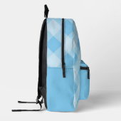 Blaues Gingham-Muster personalisierter Name  Bedruckter Rucksack (Links)