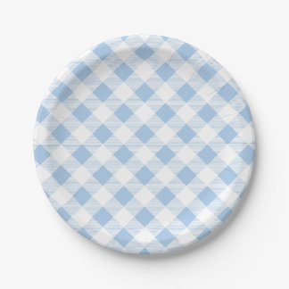 Blaues Gingham-Muster, Picknick, GRILLEN Pappteller