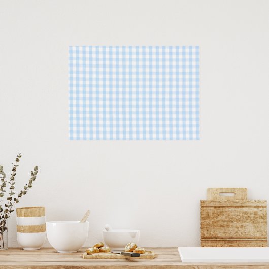 Blaues Gingham-Muster Poster (Küche)