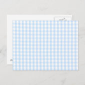 Blaues Gingham-Muster Postkarte (Vorne/Hinten)