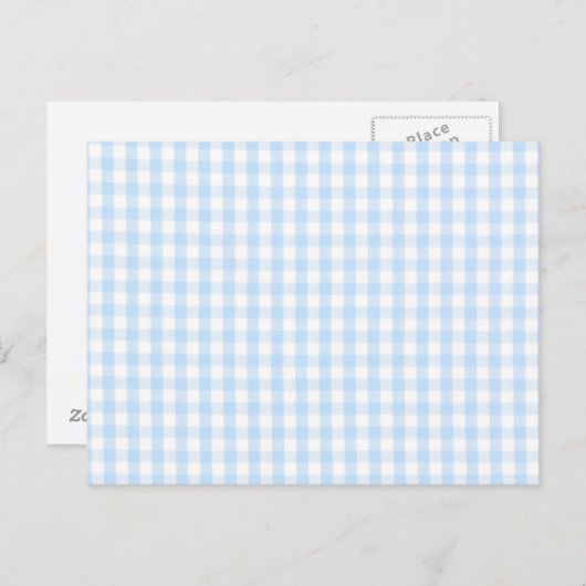 Blaues Gingham-Muster Postkarte (Vorne/Hinten)