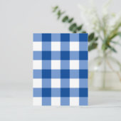 Blaues Gingham-Muster Postkarte (Stehend Vorderseite)