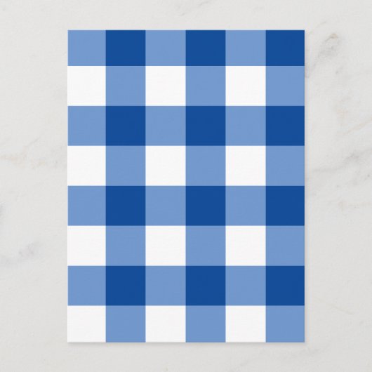 Blaues Gingham-Muster Postkarte (Vorderseite)