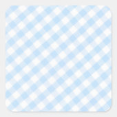 Blaues Gingham-Muster Quadratischer Aufkleber (Vorderseite)