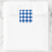 Blaues Gingham-Muster Quadratischer Aufkleber (Tasche)