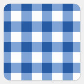 Blaues Gingham-Muster Quadratischer Aufkleber (Vorderseite)