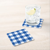 Blaues Gingham-Muster Rechteckiger Pappuntersetzer (Vor Ort)