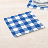Blaues Gingham-Muster Rechteckiger Pappuntersetzer (angewinkelt)
