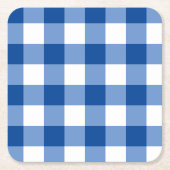 Blaues Gingham-Muster Rechteckiger Pappuntersetzer (Vorderseite)