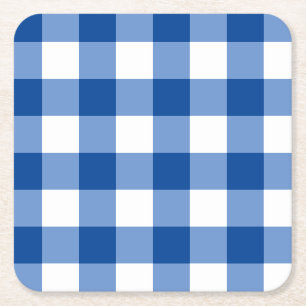 Blaues Gingham-Muster Rechteckiger Pappuntersetzer