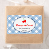 Blaues Gingham Muster Rote Kirschnahrung (Insitu)