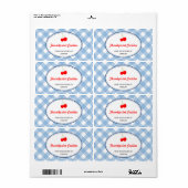 Blaues Gingham Muster Rote Kirschnahrung (Vorne)